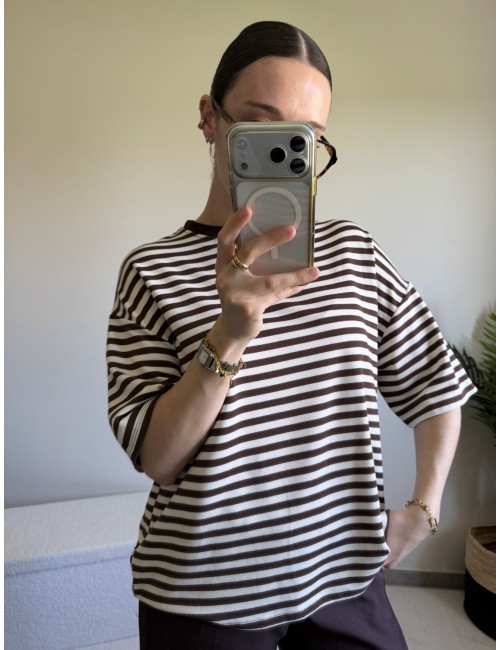 Top à rayures manches courtes