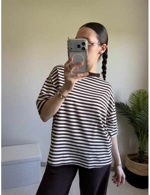 Top à rayures manches courtes