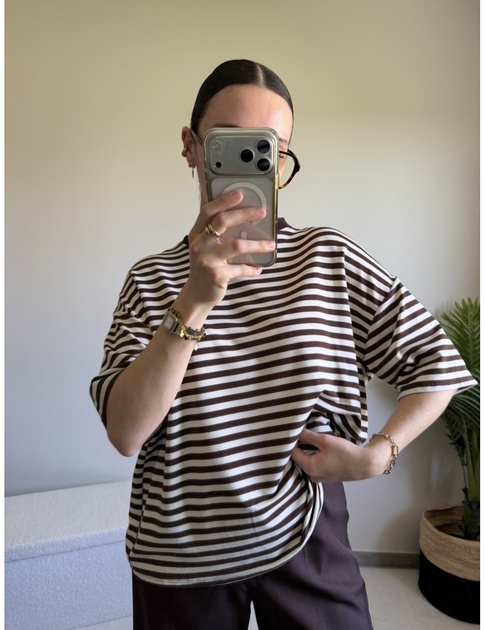 Top à rayures manches courtes