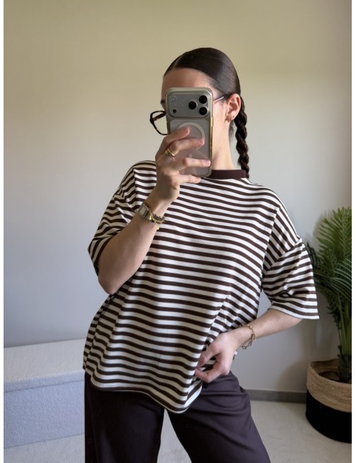 Top à rayures manches courtes