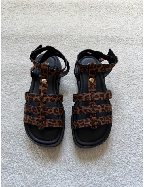 Sandales marrons avec détail doré